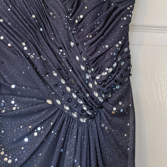 Cachet Gunmetal Floorlength Dress One Shoulder - Picture 3 of 9